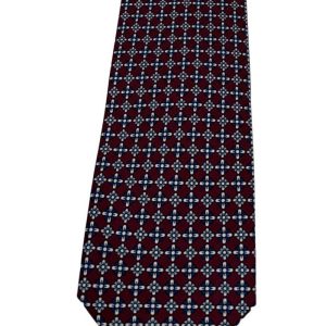 Cravatta uomo bordeaux fantasia in pura seta cucita a mano costruzione 3 piege larghezza 9cm