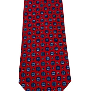 Cravatta uomo bordeaux fantasia in pura seta cucita a mano costruzione 3 piege larghezza 9cm