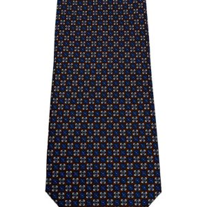 Cravatta uomo Marrone fantasia in pura seta cucita a mano costruzione 3 piege larghezza 9cm