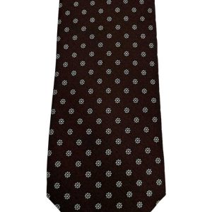 Cravatta uomo Marrone fantasia in pura seta cucita a mano costruzione 3 piege larghezza 9cm