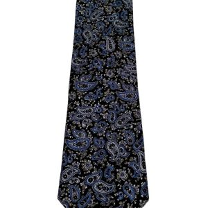 Cravatta uomo nera fantasia in pura seta cucita a mano costruzione 3 piege larghezza 9cm