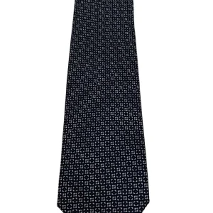 Cravatta uomo Blu fantasia in pura seta cucita a mano costruzione 3 piege larghezza 9cm