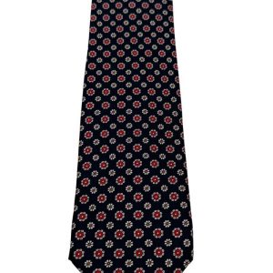 Cravatta uomo Blu fantasia in pura seta cucita a mano costruzione 3 piege larghezza 9cm