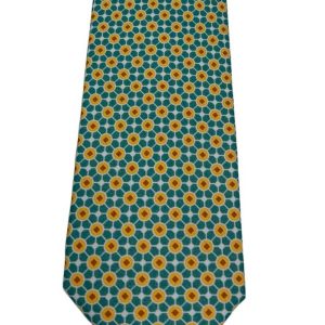 Cravatta uomo Verde fantasia in pura seta cucita a mano costruzione 3 piege larghezza 9cm