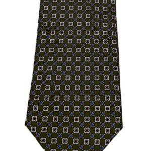 Cravatta uomo Verde fantasia in pura seta cucita a mano costruzione 3 piege larghezza 9cm