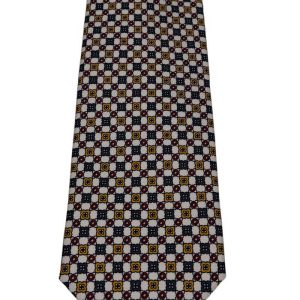 Cravatta uomo Bianca fantasia in pura seta cucita a mano costruzione 3 piege larghezza 9cm