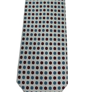 Cravatta uomo Bianca fantasia in pura seta cucita a mano costruzione 3 piege larghezza 9cm