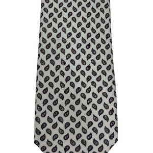 Cravatta uomo Bianca fantasia in pura seta cucita a mano costruzione 3 piege larghezza 9cm