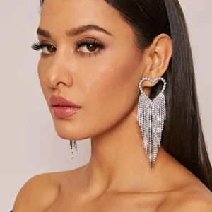 Orecchini a forma di cuore di strass