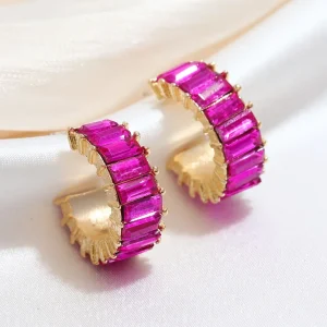 Orecchini a cerchio aperto con strass