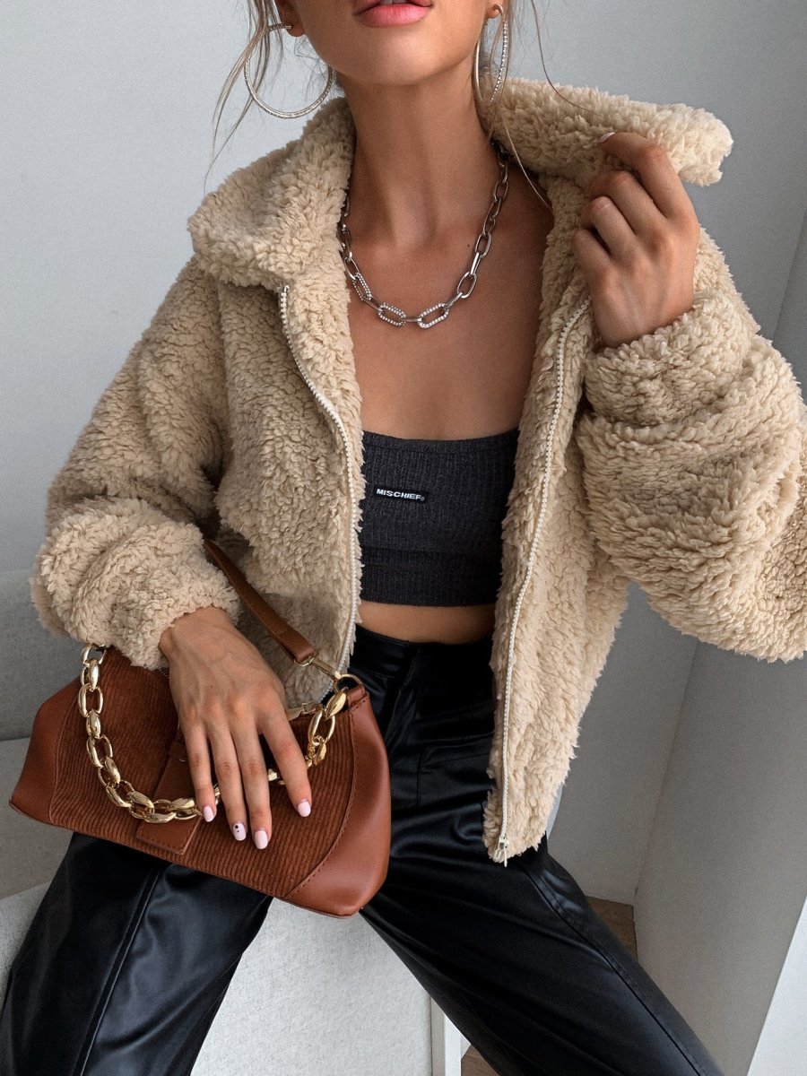 Giacca in pile con zip e spalla a goccia - immagine 3