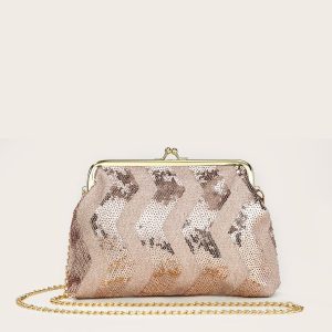 Borsa pochette con tracolla e paillettes