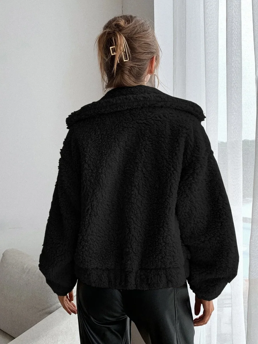 Giacca in pile con zip e spalla a goccia - immagine 4