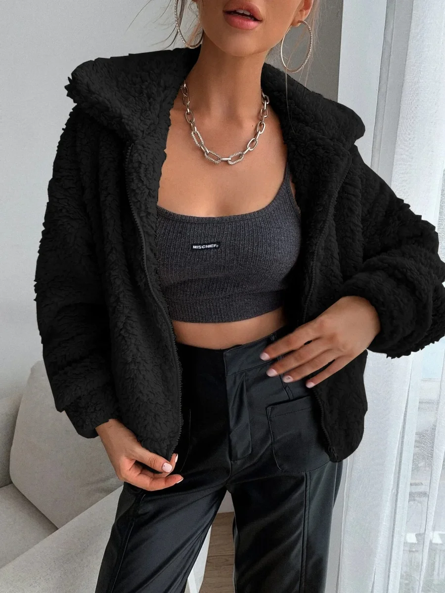 Giacca in pile con zip e spalla a goccia - immagine 5