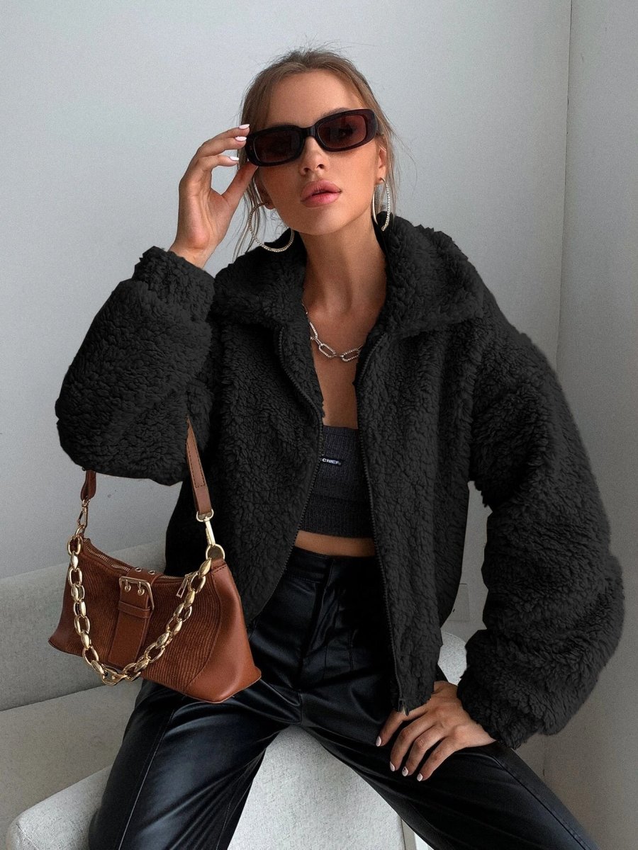 Giacca in pile con zip e spalla a goccia - immagine 6