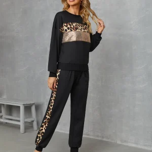 Completo leopardato paillette a contrasto