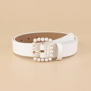 Cintura Con Fibbia Quadrata Di Perle