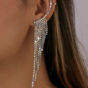 Orecchini Climber con strass decorato nappa