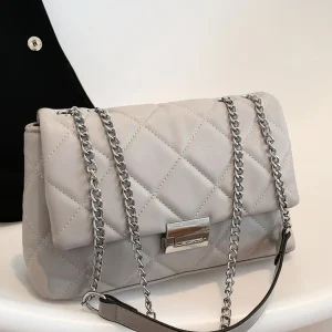 Borsa tracolla trapuntata quadrata con catenella