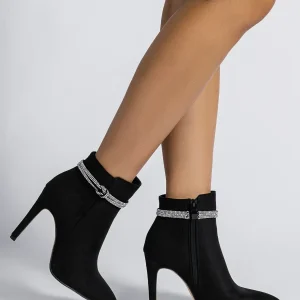 Stivaletti eleganti decorazione strass tacco a spillo