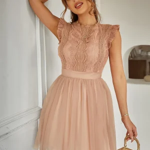 Abiti orlo di pizzo mesh applicato