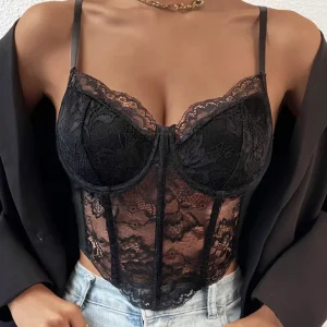 Top bustino pizzo con bretelle sottili