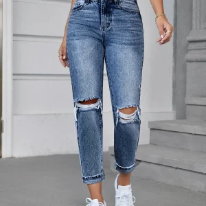 Jeans  vita alta con strappi