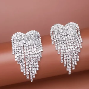 Orecchini con strass con decorato cuore