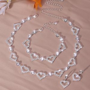 Set di gioielli a forma di cuore girocollo,bracciale,orecchini