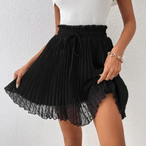 Gonna plissettata vita a volant sovrapposti