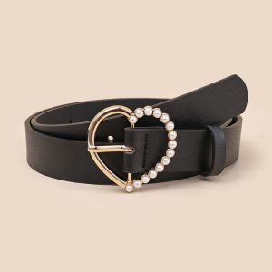 Cintura con fibbia a cuore con perle