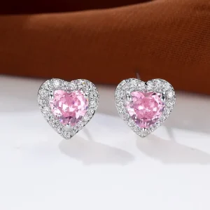 Orecchini a forma di cuore con zirconi