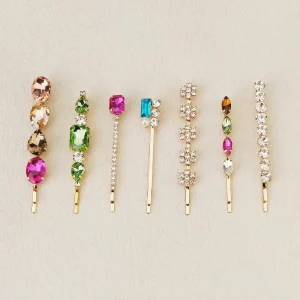 7 pezzi clip Decorati con Strass colorati