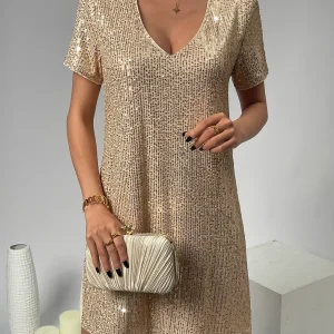 Abiti con scollo a V paillettes