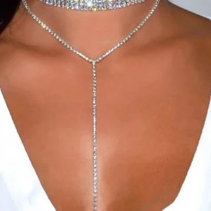 Collana Y con strass
