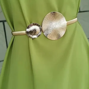 Cintura elastica metallizzata Dorata con cerchi