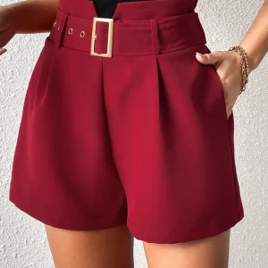 Shorts con cintura vita alta dettaglio plissettato