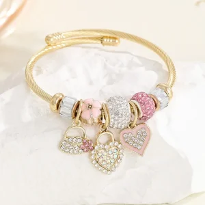 Braccialetto con strass con Charms a cuore