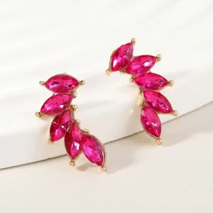 Orecchini a bottone lusso lega di zinco con strass