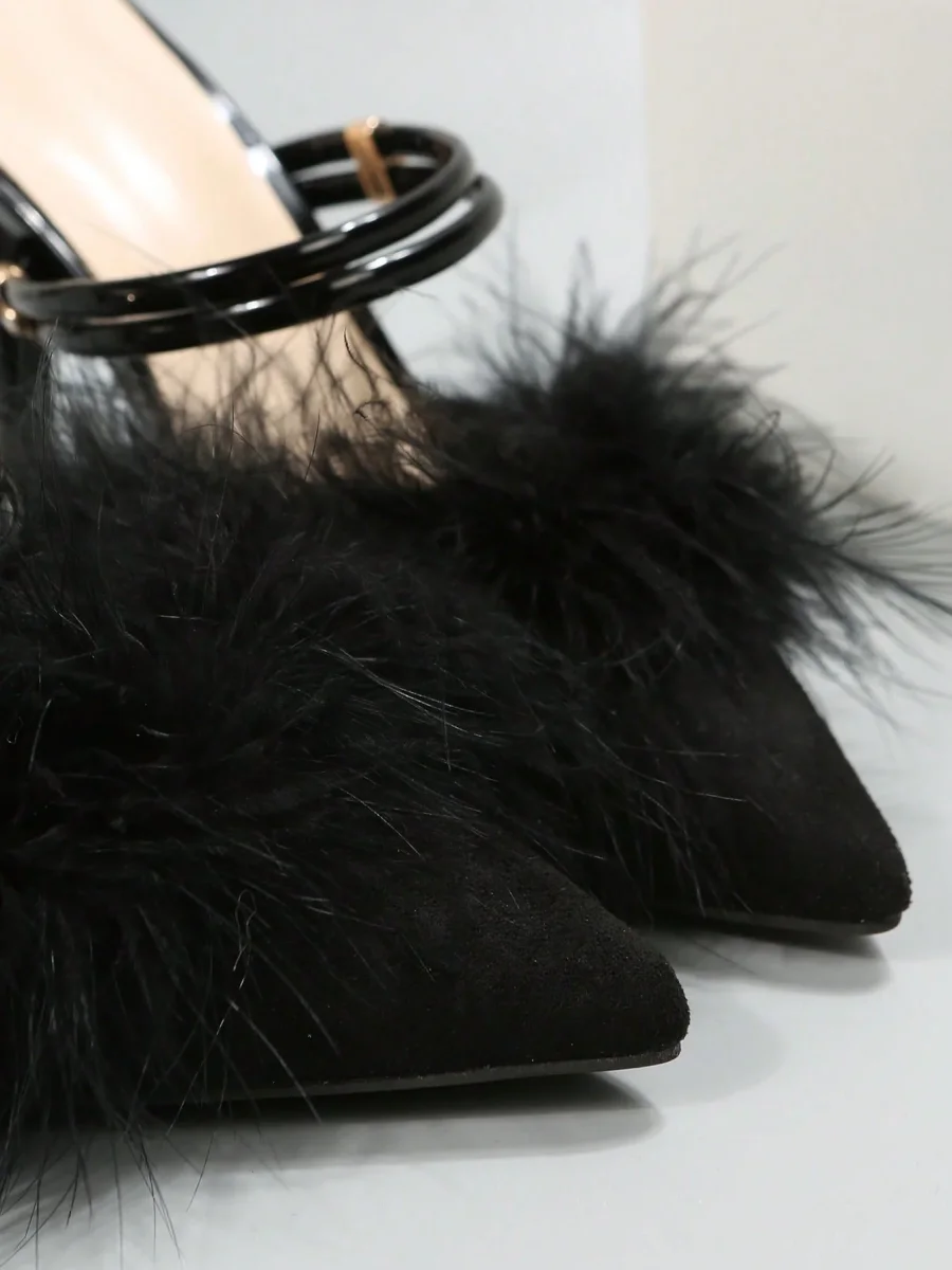 Scarpe con decorazione in piume tacco sottile - immagine 8