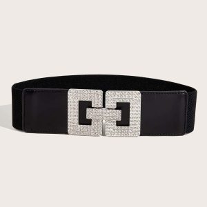 Cintura Con Fibbia Quadrata Dorata e decorata con strass