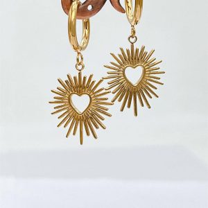 Orecchini pendenti cuore con raggi