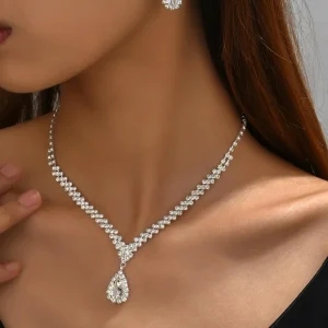 Collane con strass decorato a goccia d'acqua & Orecchini pendenti