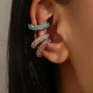 3 pezzi/set clips orecchio con strass