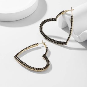 Orecchini circolari con strass con design cuore