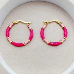 Orecchini a cerchio smaltati a goccia