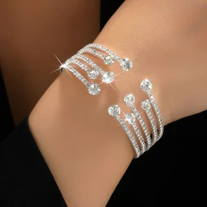 Bracciale aperto con strass