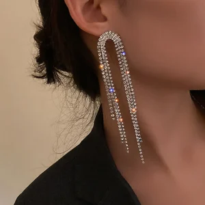 Orecchini nappa lunga con strass