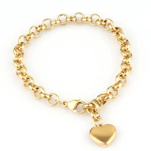 bracciale con charm cuore acciaio