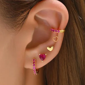 set 5 orecchini hearts